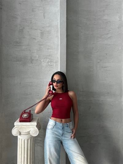 ALO İŞLEMELİ ATLET BORDO