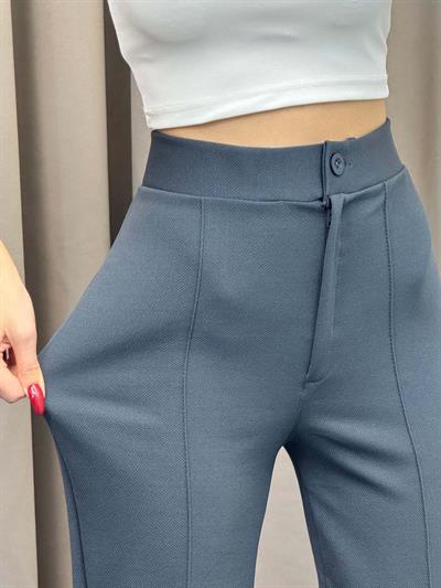 Ares Krep Çimalı Füme Palazzo Pantolon