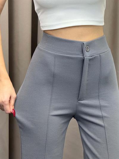 Ares Krep Çimalı Gri Palazzo Pantolon