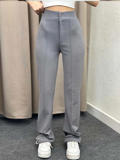 Ares Krep Çimalı Gri Palazzo Pantolon