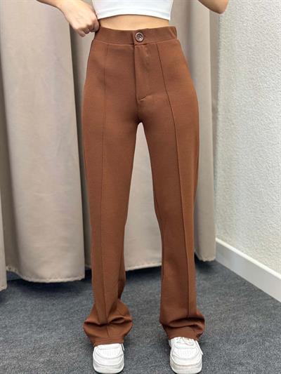 Ares Krep Çimalı Kahve Palazzo Pantolon