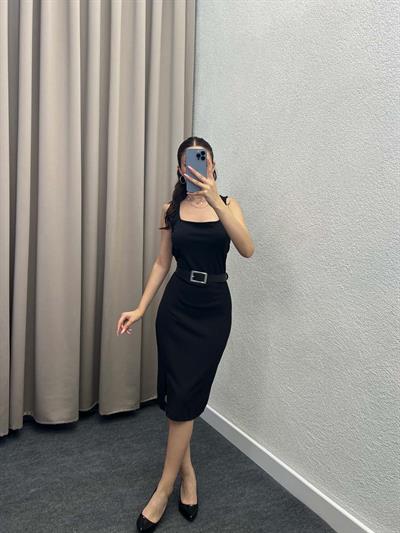 Astennu Kaşkorse Siyah Elbise 
