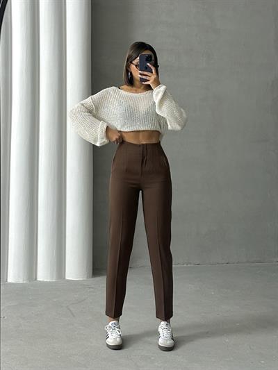 ATLAS KUMAŞ MARKA MUADİLİ FLOTALI PANTOLON KAHVERENGİ