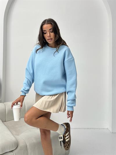 B.YAKA OVERSİZE KALIP SWEATSHIRT MAVİ