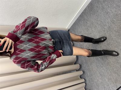 BAKLAVA DESEN OVERSİZE KALIP KAZAK BORDO