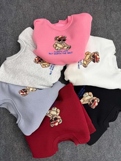 Bear Siyah Basic Sweatshirt