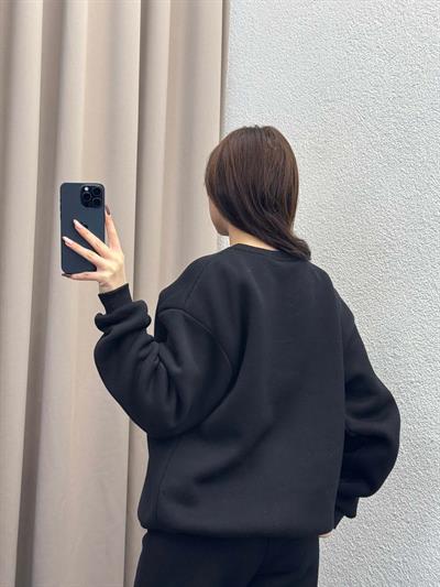 Bear Siyah Basic Sweatshirt