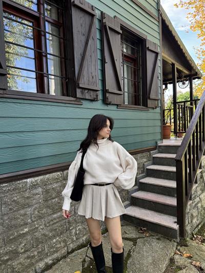 Beay Balon Kol Boğazlı Krem Kazak