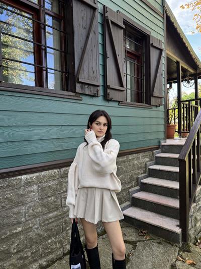 Beay Balon Kol Boğazlı Krem Kazak