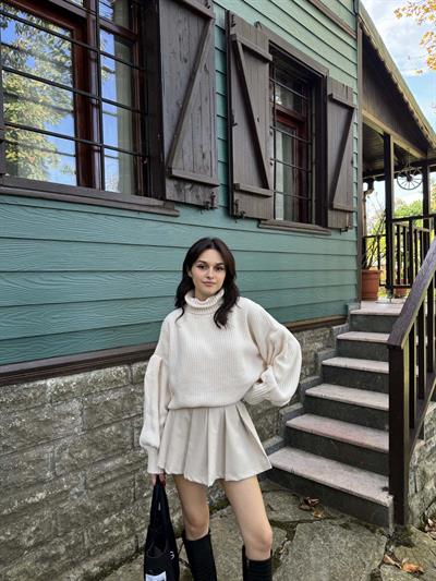 Beay Balon Kol Boğazlı Krem Kazak