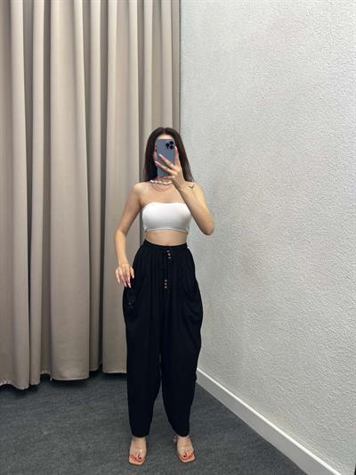 Belmando Kumaş Siyah Şalvar Pantolon