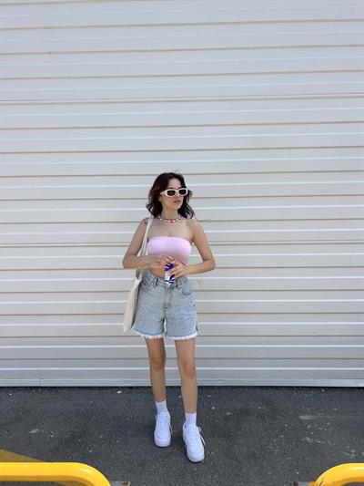 BF Püsküllü Light Mom Kot Şort