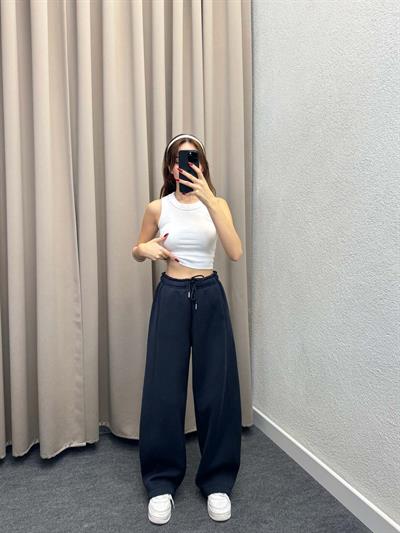 Bogato Oversize Lacivert Yüksek Bel Eşofman Altı