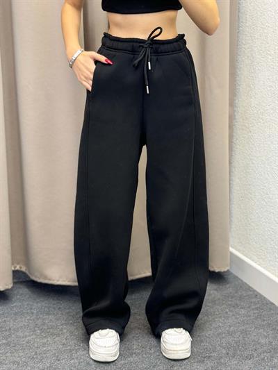 Bogato Oversize Siyah Yüksek Bel Eşofman Altı