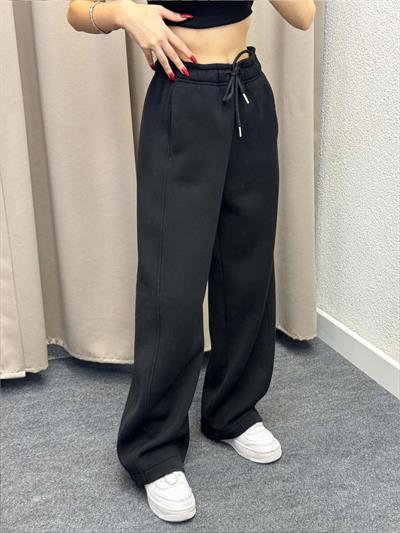 Bogato Oversize Siyah Yüksek Bel Eşofman Altı