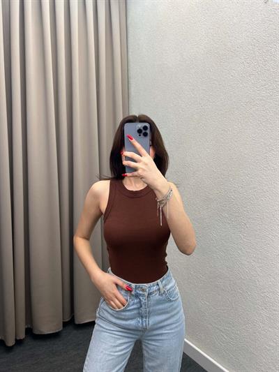 Bonanza Halter Yaka Kahve Atlet