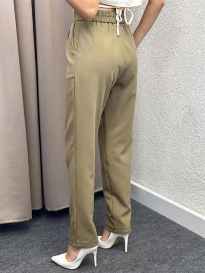 Boon Haki Lastik Kemer Düğme Detay Pantolon