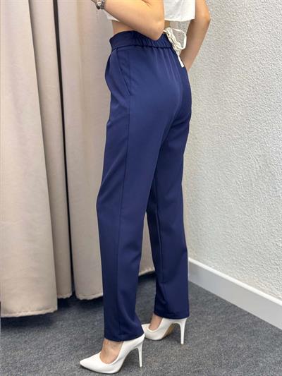 Boon Lacivert Lastik Kemer Düğme Detay Pantolon