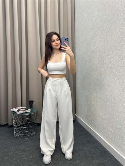 Chicago Beyaz Palazzo Pantolon