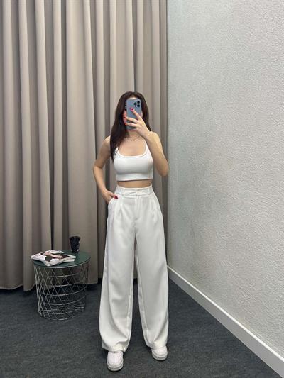 Chicago Beyaz Palazzo Pantolon