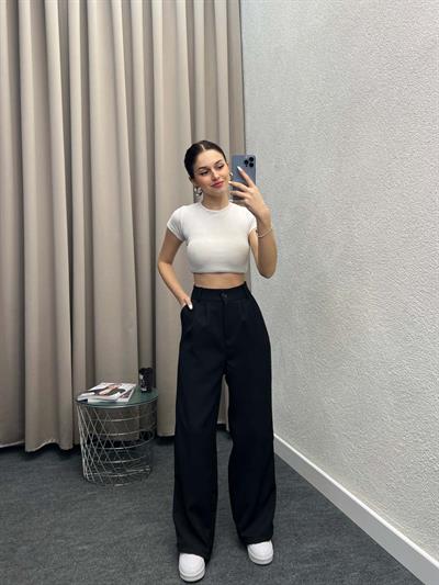 Chicago Siyah Palazzo Pantolon