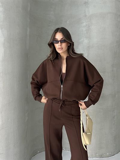 Çimalı Fermuar Detay Şardonlu Eşofman Takım