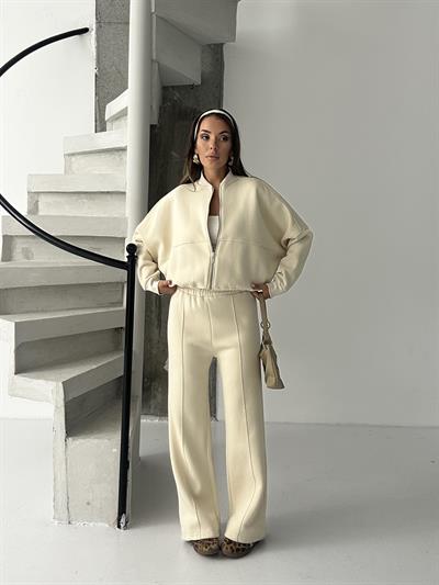 Çimalı Fermuar Detay Şardonlu Eşofman Takım