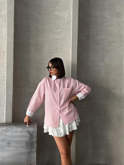 ÇİZGİLİ MASSİMO GARNİLİ GÖMLEK PEMBE