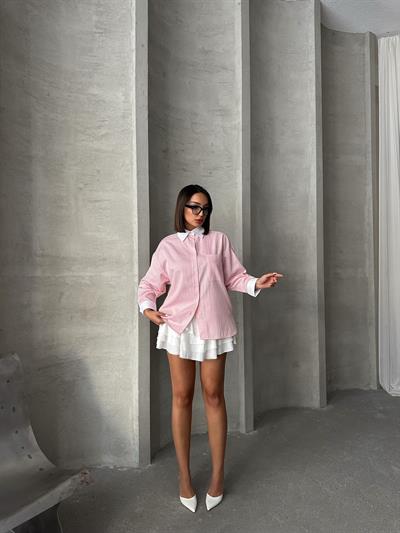 ÇİZGİLİ MASSİMO GARNİLİ GÖMLEK PEMBE