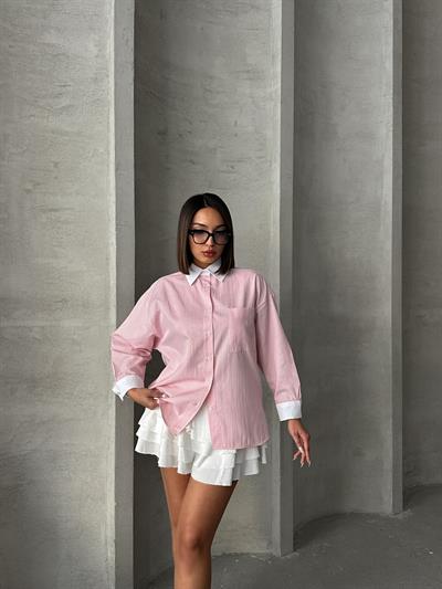 ÇİZGİLİ MASSİMO GARNİLİ GÖMLEK PEMBE