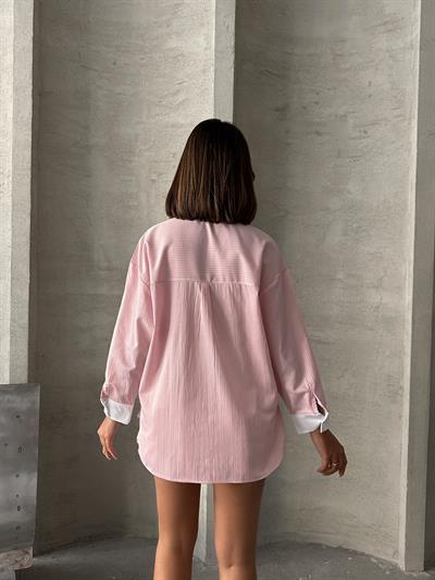 ÇİZGİLİ MASSİMO GARNİLİ GÖMLEK PEMBE