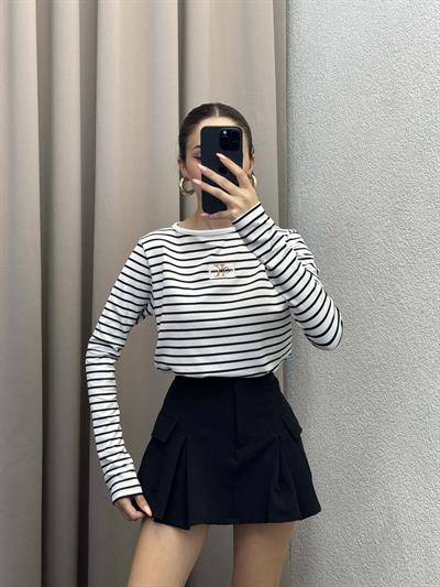 Ck Cizgili Beyaz Bluz