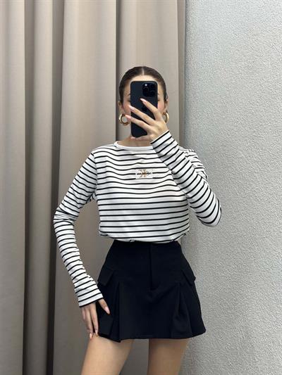 Ck Cizgili Beyaz Bluz