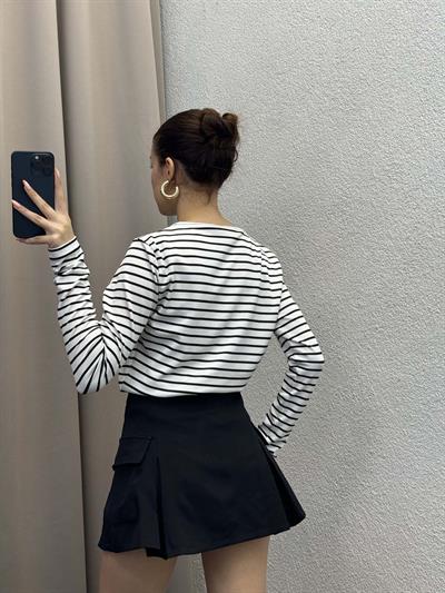 Ck Cizgili Beyaz Bluz