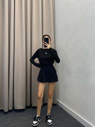 Ck Cizgili Siyah Bluz