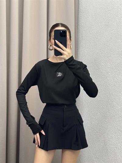 Ck Cizgili Siyah Bluz