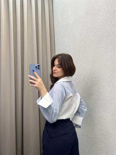 Clasic Sırt Detay Çizgili Gömlek