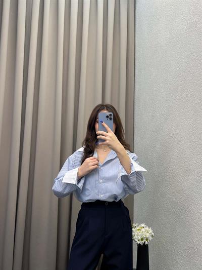 Clasic Sırt Detay Çizgili Gömlek