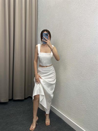 Domino Beyaz Saten İkili Takım