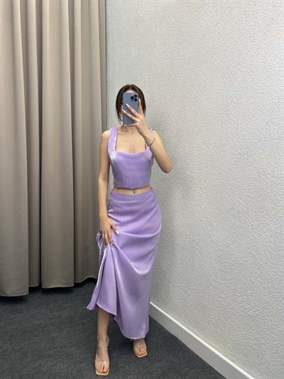 Domino Lila Saten İkili Takım