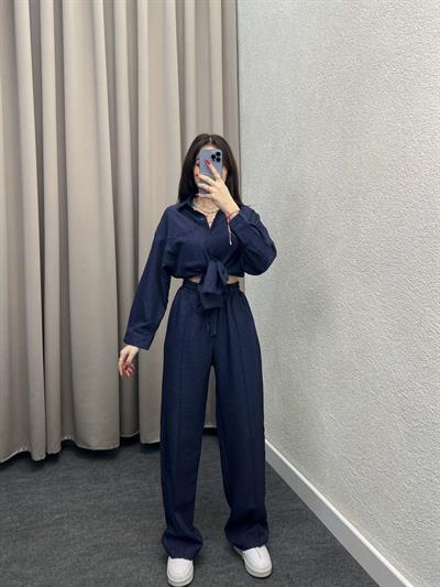 Elf Keten Lacivert Gömlekli Takım