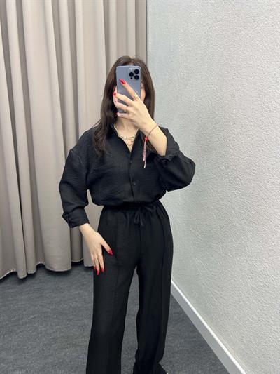 Elf Keten Siyah Gömlekli Takım