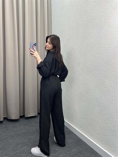 Elf Keten Siyah Gömlekli Takım