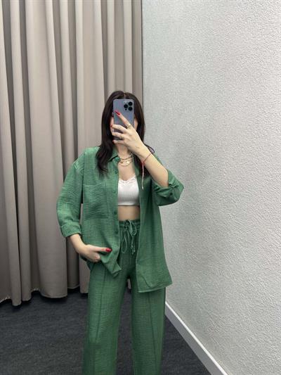 Elf Keten Yeşil Gömlekli Takım