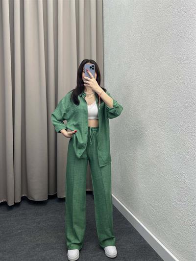 Elf Keten Yeşil Gömlekli Takım