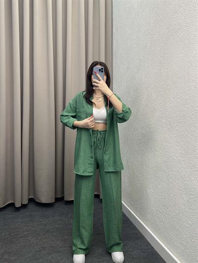 Elf Keten Yeşil Gömlekli Takım