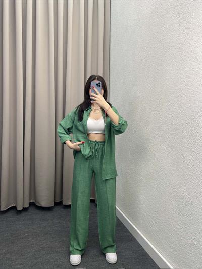 Elf Keten Yeşil Gömlekli Takım