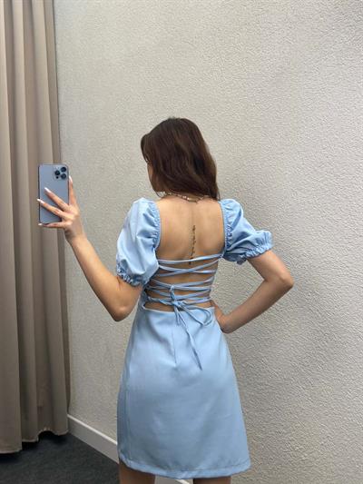 Eliza Bebe Mavi Sırt Dekolte Elbise