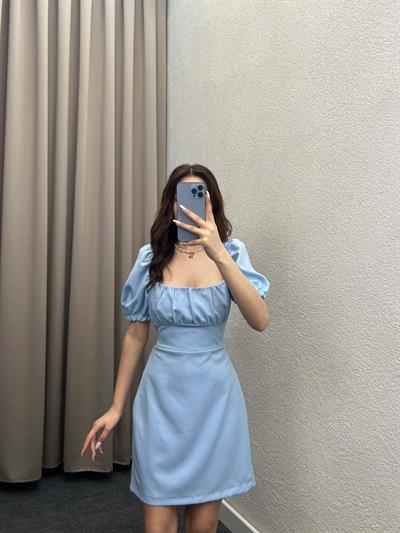 Eliza Bebe Mavi Sırt Dekolte Elbise