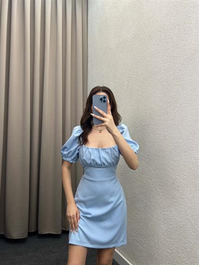 Eliza Bebe Mavi Sırt Dekolte Elbise